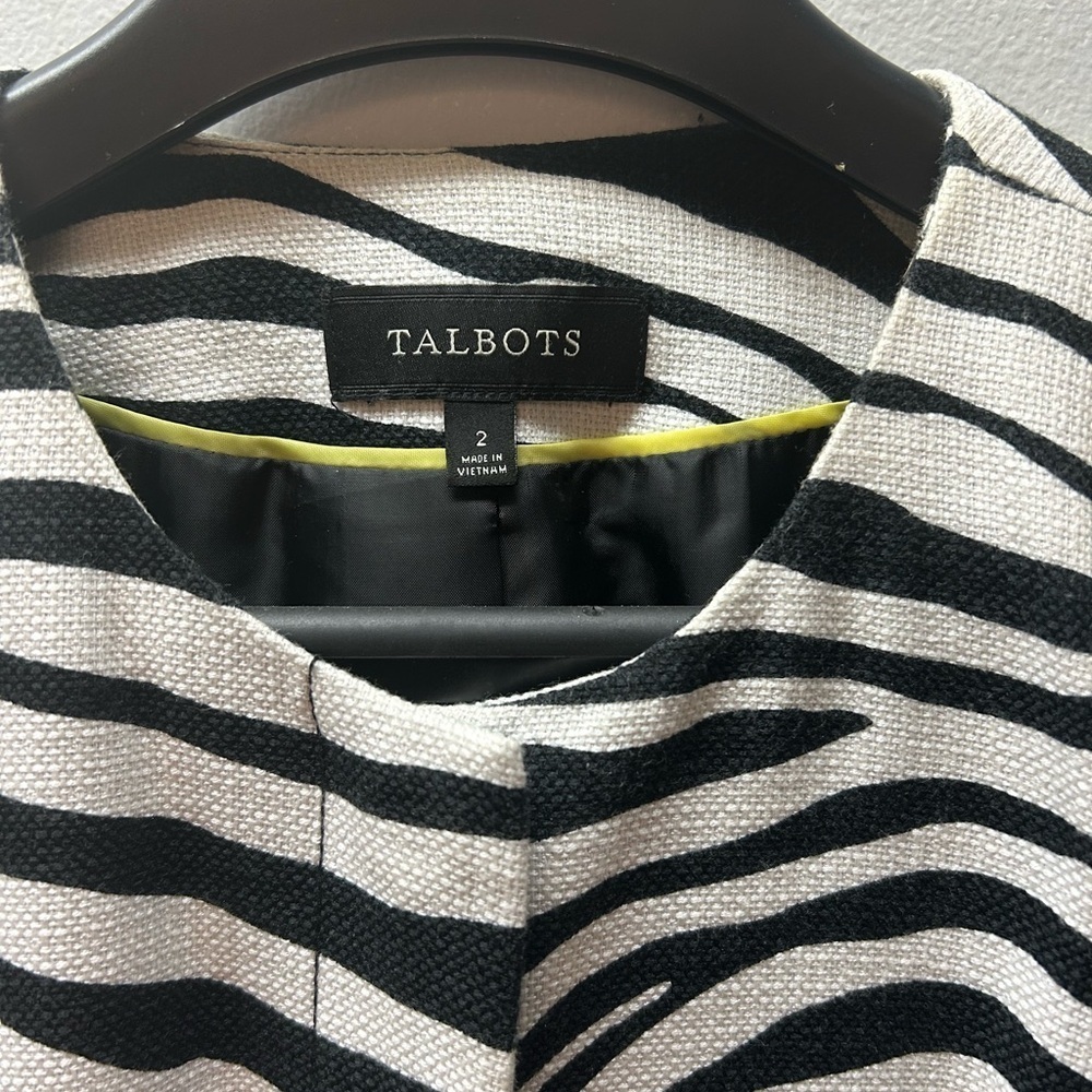 Talbots Black and White Zebra Print Dress Coat - Picture 3 of 5